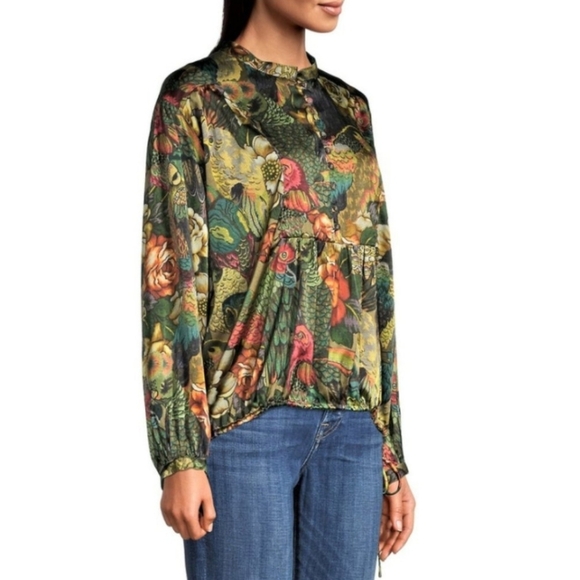 Johnny Was Parrot Cosima Blouse Multicolor Floral Size Small - Picture 2 of 15